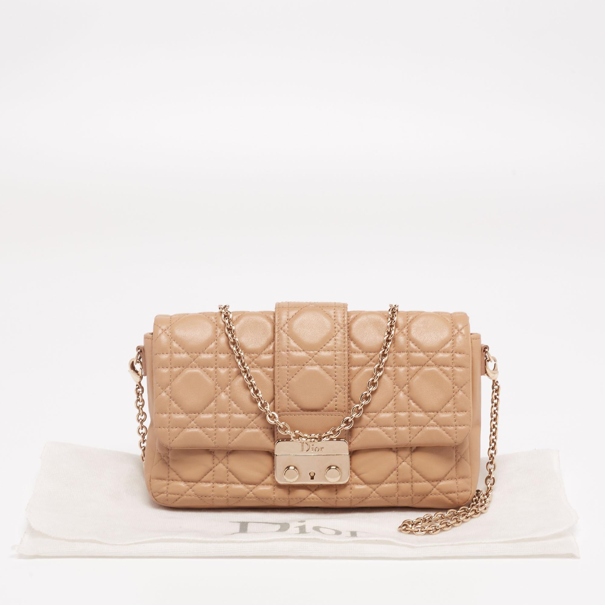 Dior Beige Cannage Leather Miss Dior Promenade Chain Clutch 3