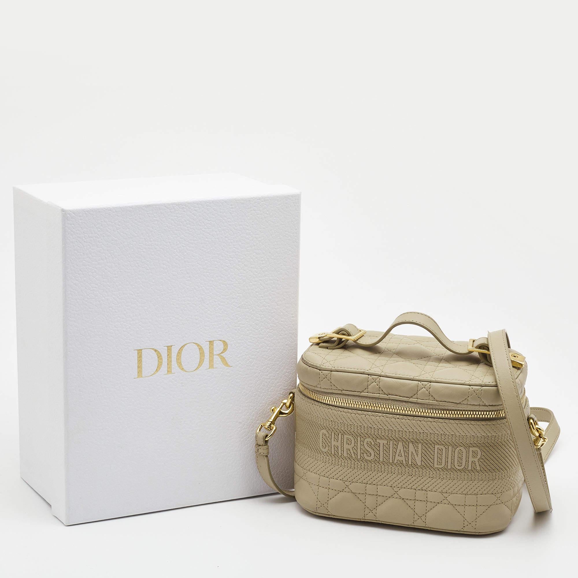 Dior Beige Cannage Leather Small Diortravel Vanity Case 13