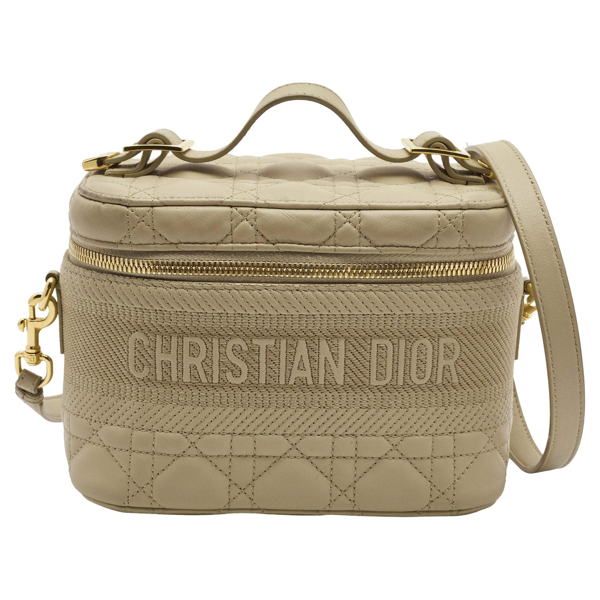 Dior Beige Cannage Leather Small Diortravel Vanity Case