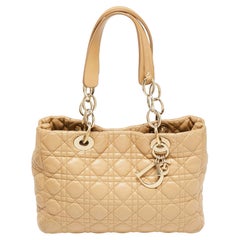 Dior Beige Cannage Leather Small Soft Lady Dior Tote