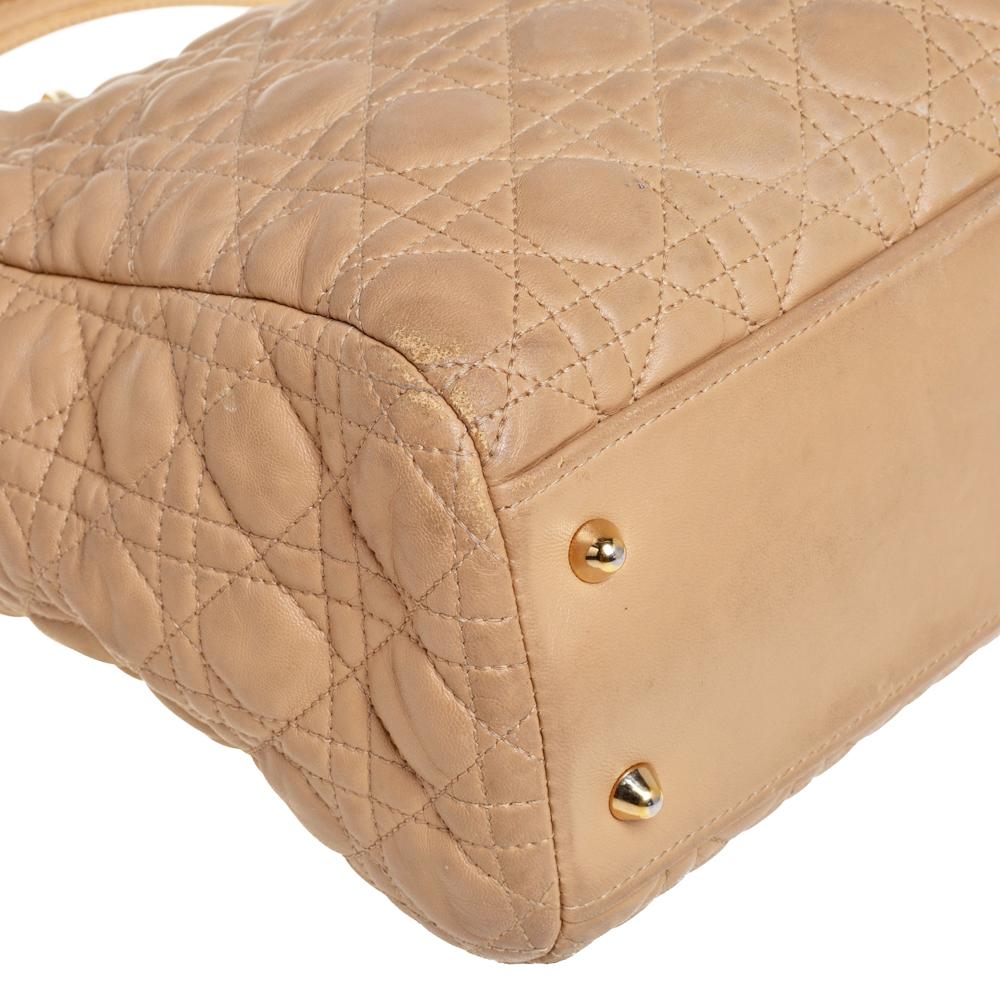 Dior Beige Cannage Leather Soft Lady Dior Shopper Tote 2
