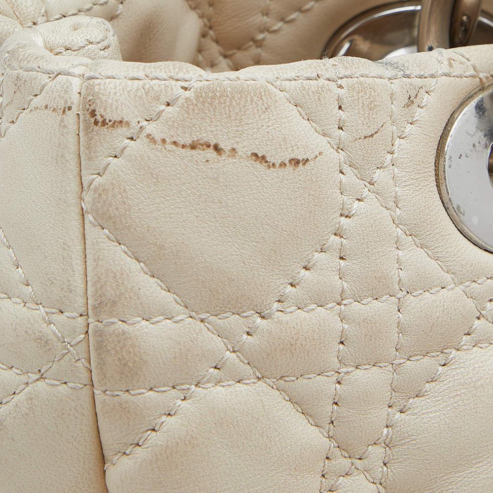 Dior Beige Cannage Leather Soft Lady Dior Shopper Tote 4