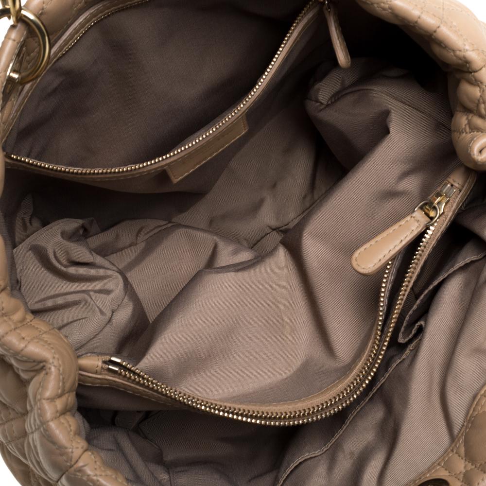 Dior Beige Cannage Leather Soft Lady Dior Shopper Tote 5