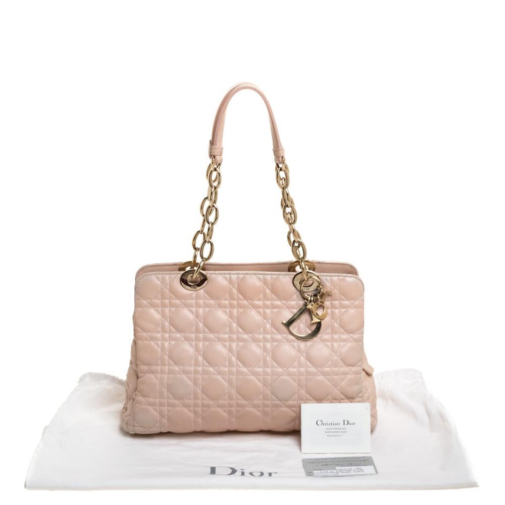 Dior Beige Cannage Leather Soft Lady Dior Tote 8