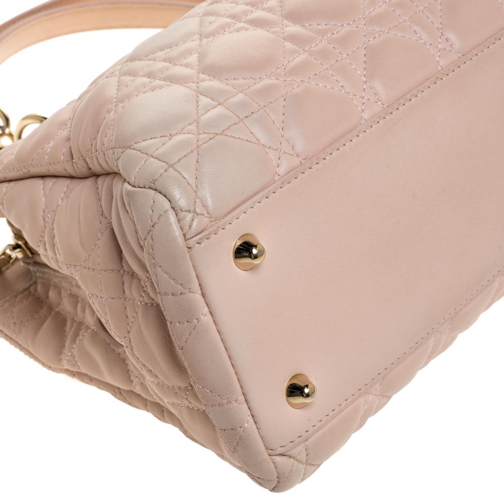 Dior Beige Cannage Leather Soft Lady Dior Tote 2