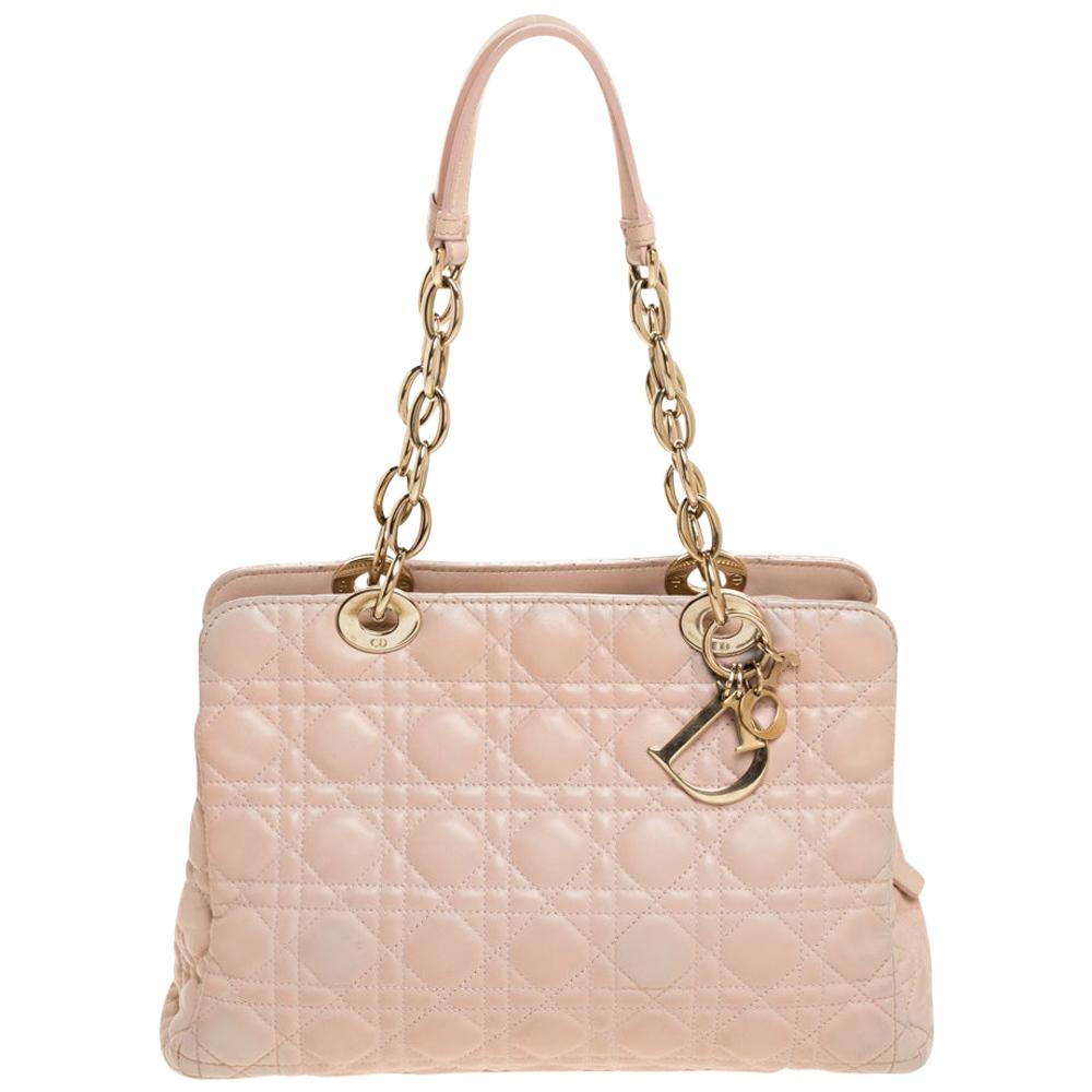 Dior Beige Cannage Leather Soft Lady Dior Tote