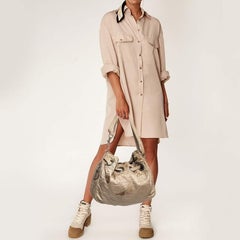 Dior Beige Cannage Nylon and Leather Drawstring Bag