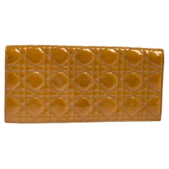 Dior Beige Cannage Patent Leather Lady Dior Clutch