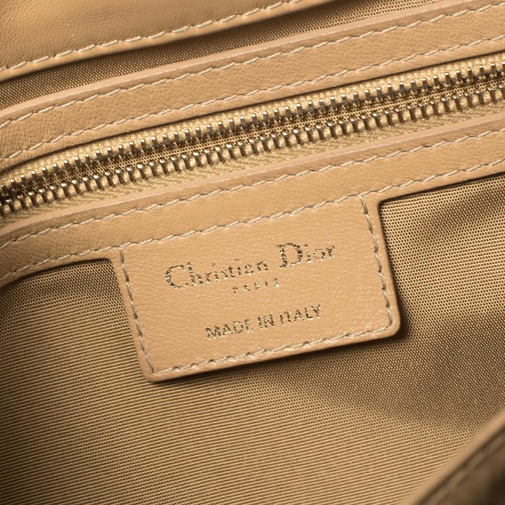 Dior Beige Cannage Patent Leather Medium New Lock Shoulder Bag 5