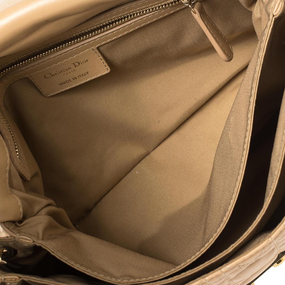 Dior Beige Cannage Patent Leather Medium New Lock Shoulder Bag 6