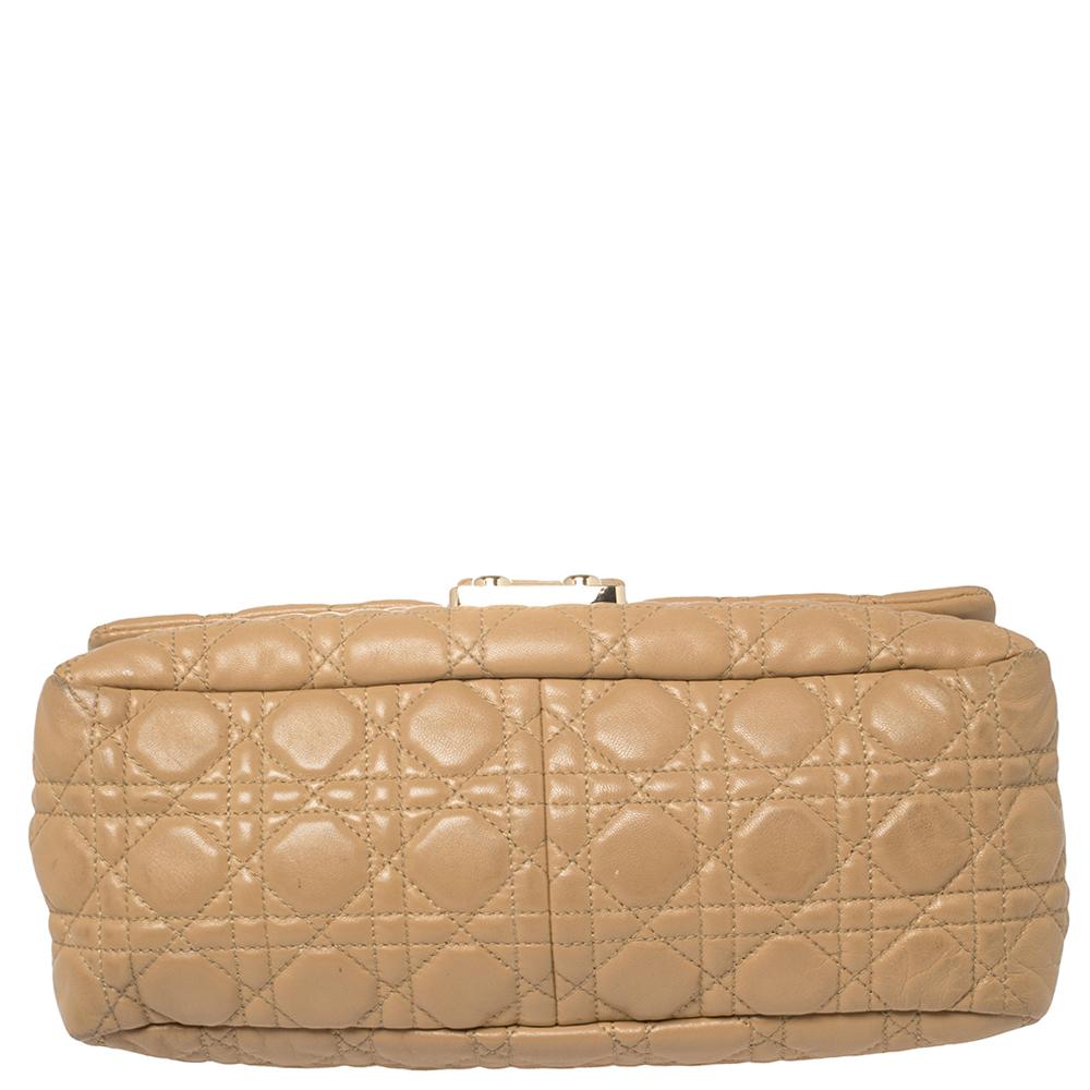 Women's Dior Beige Cannage Patent Leather Medium New Lock Shoulder Bag