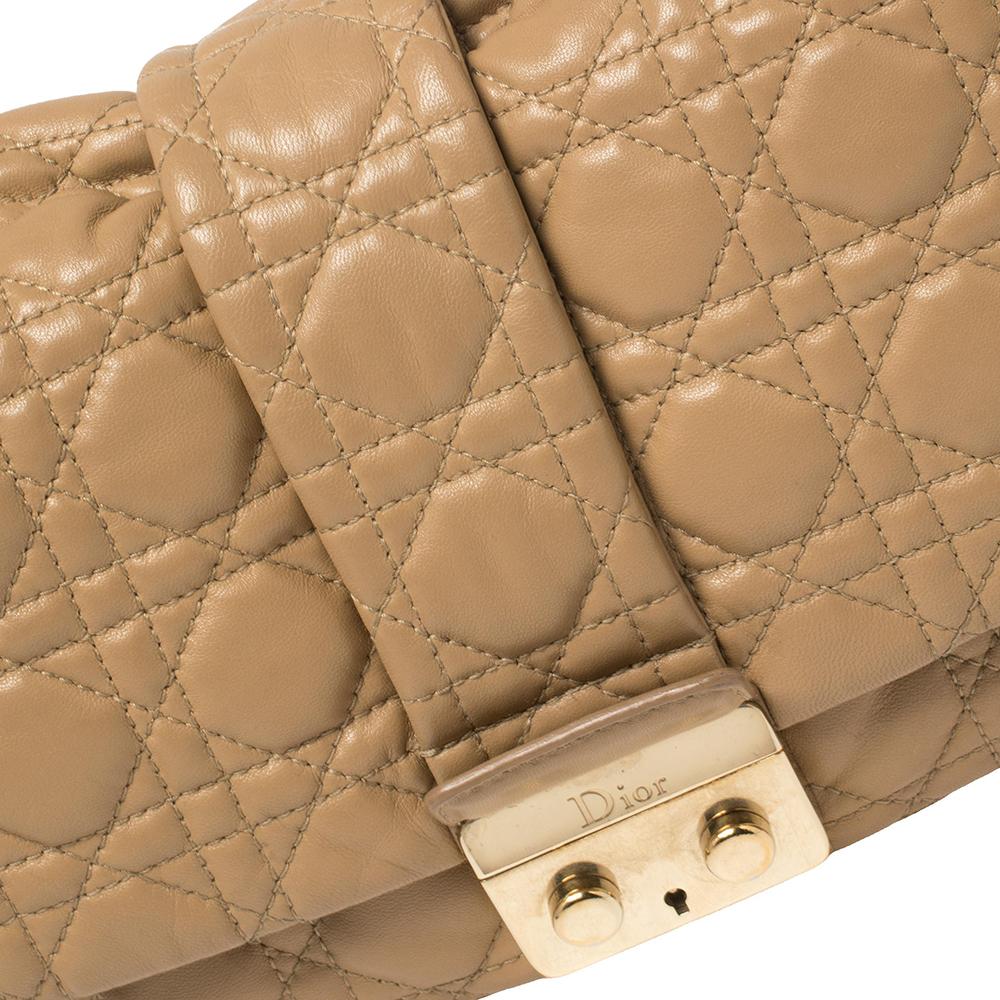 Dior Beige Cannage Patent Leather Medium New Lock Shoulder Bag 1