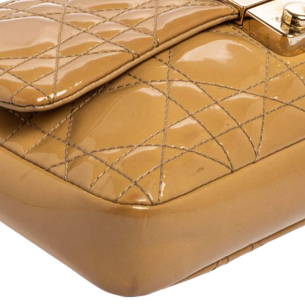 Women's Dior Beige Cannage Patent Leather Miss Dior Promenade Chain Clutch