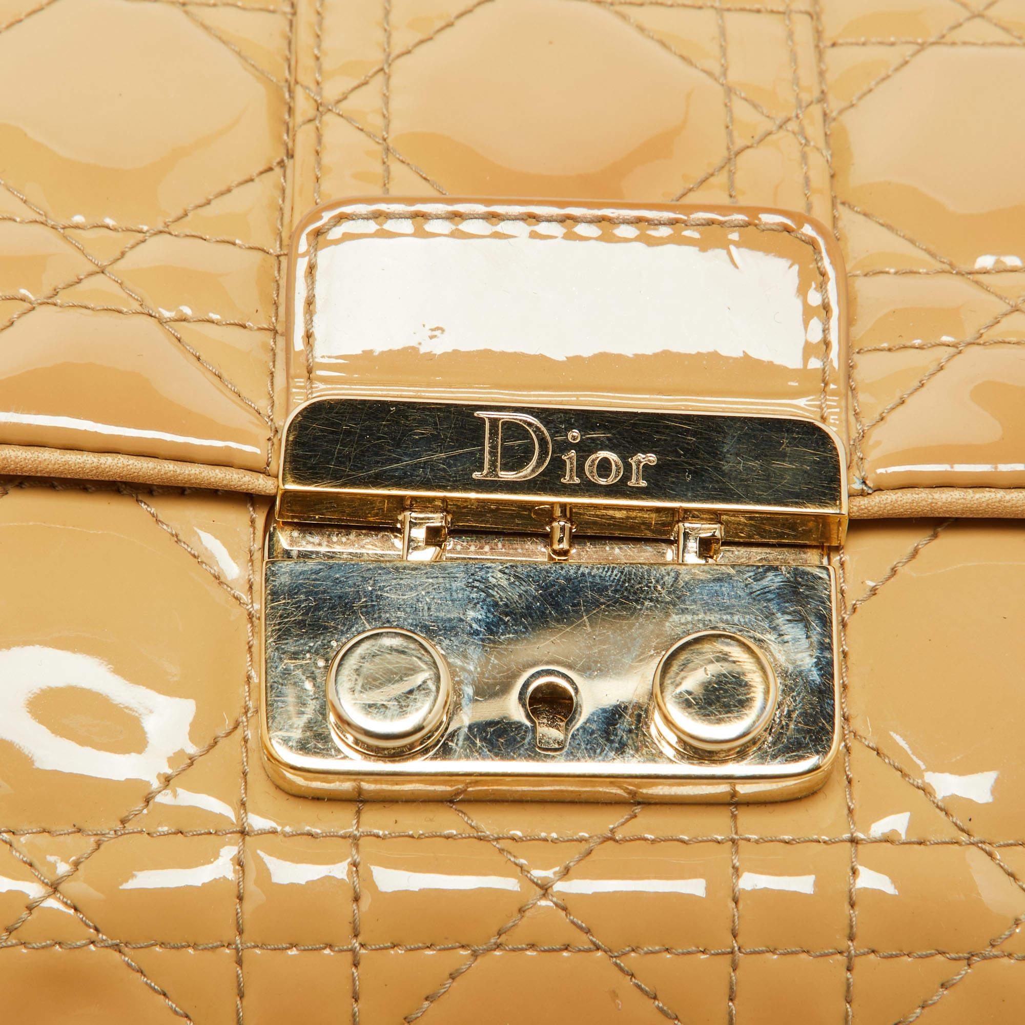 Dior Beige Cannage Patent Leather Miss Dior Promenade Chain Pouch 6