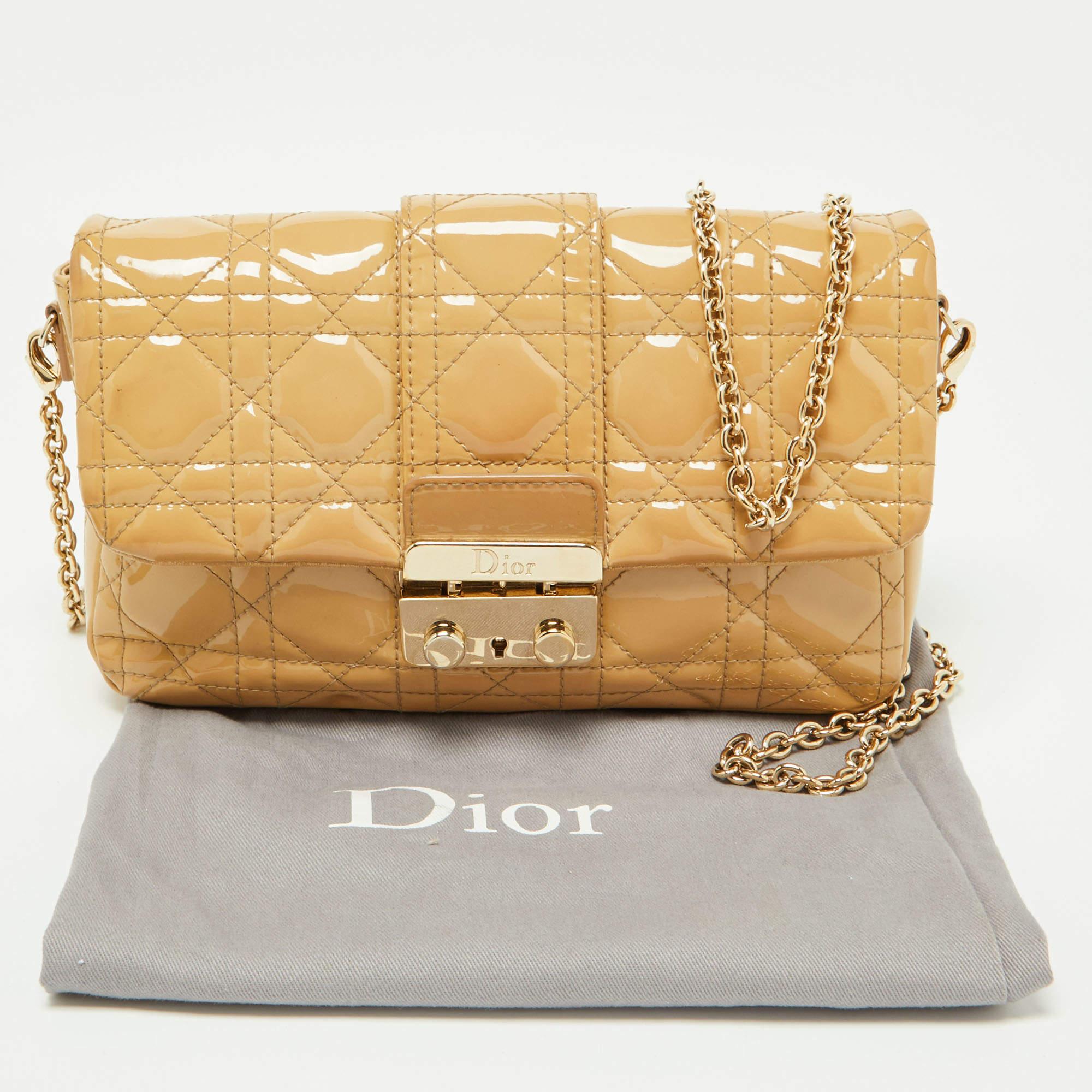 Dior Beige Cannage Patent Leather Miss Dior Promenade Chain Pouch 11