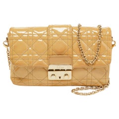 Dior Beige Cannage Patent Leather Miss Dior Promenade Chain Pouch