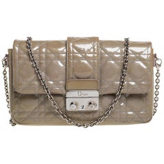 Dior Beige Cannage Patent Leather Miss Dior Promenade Clutch Bag