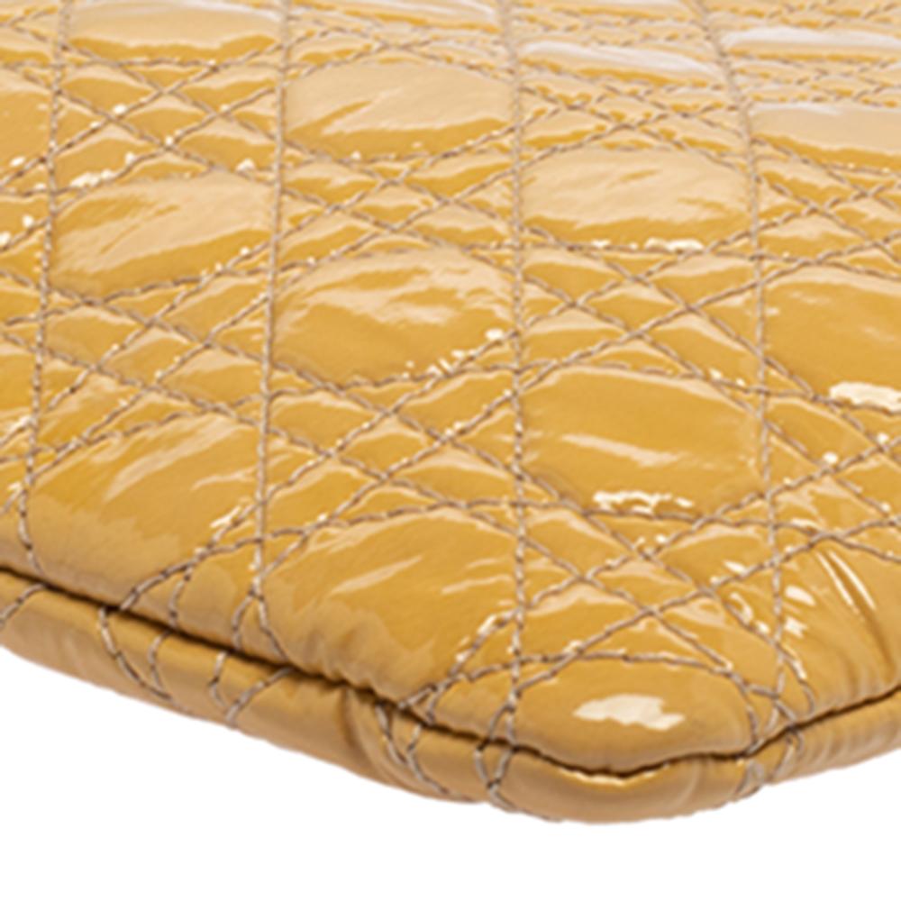 Dior Beige Cannage Patent Leather Panarea Clutch 4
