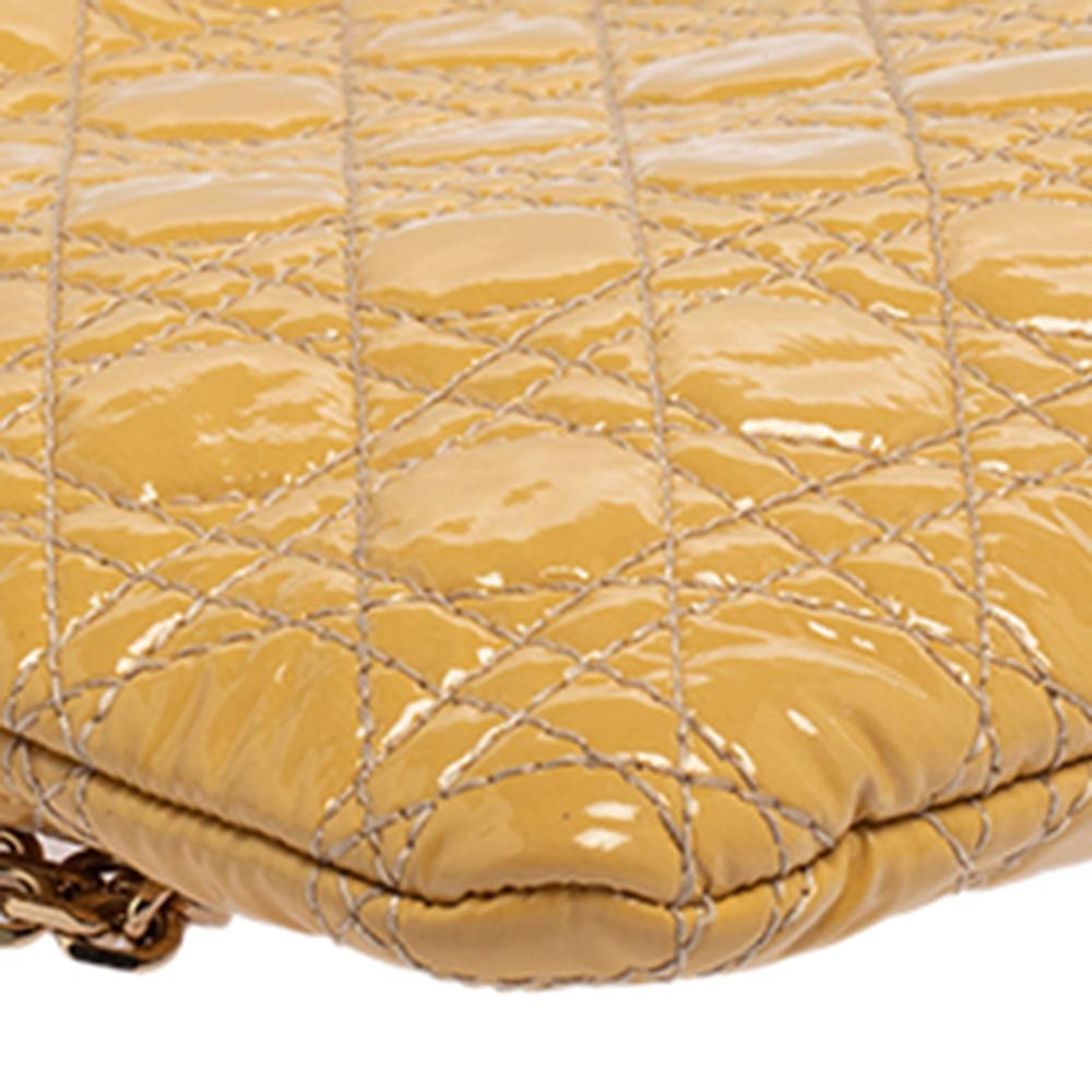 Dior Beige Cannage Patent Leather Panarea Clutch 5