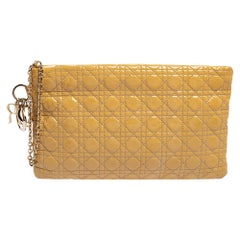 Dior Beige Cannage Patent Leather Panarea Clutch