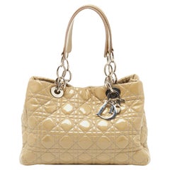 Dior Beige Cannage Patent Leather Small Soft Lady Dior Tote