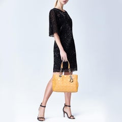 Dior Beige Cannage Patent Leather Soft Lady Dior Shopper Tote