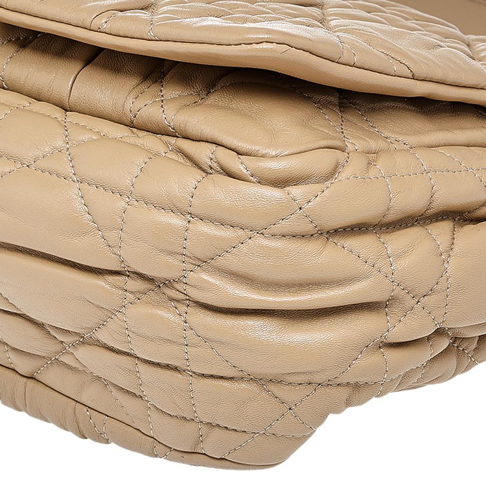 Dior Beige Cannage Quilted Leather Delices Flap Bag 5