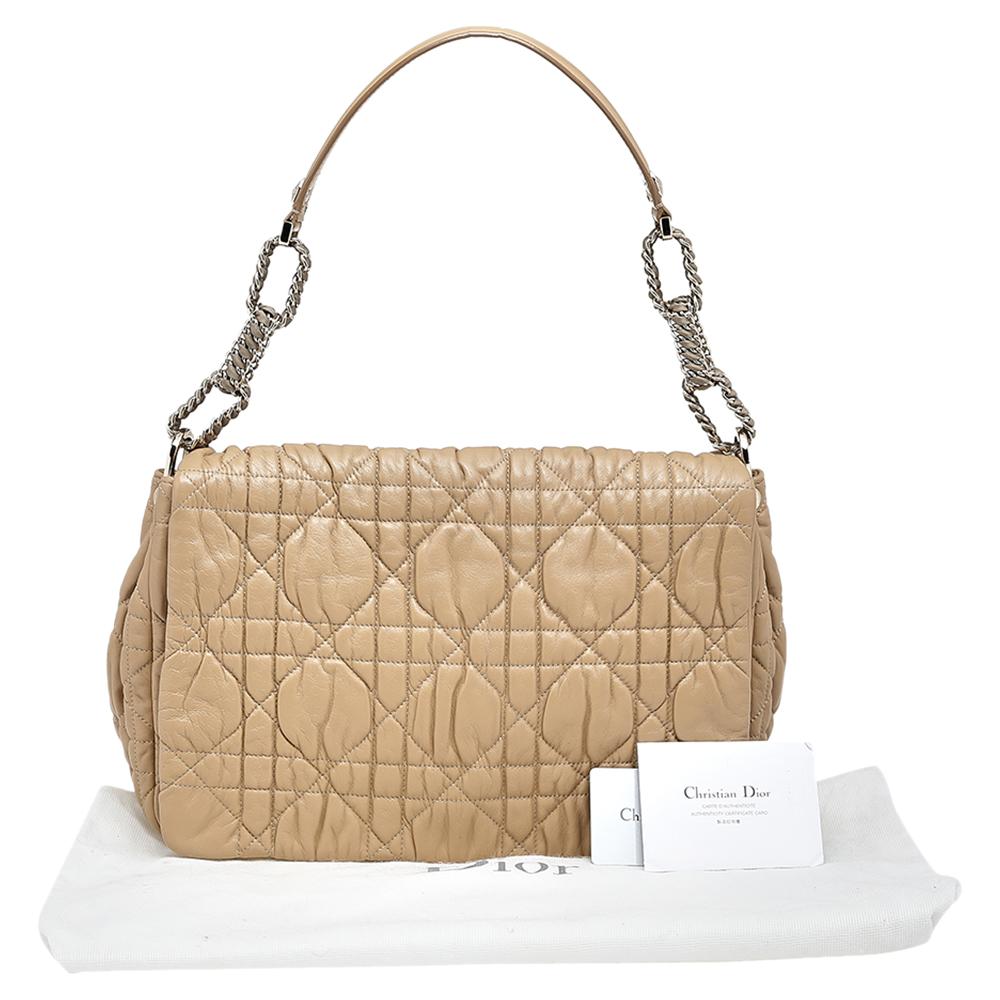 Dior Beige Cannage Quilted Leather Delices Flap Bag 7