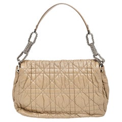 Dior Beige Cannage Quilted Leather Delices Flap Bag