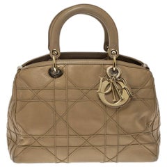 Dior Beige Cannage Quilted Leather Granville Polochon Satchel