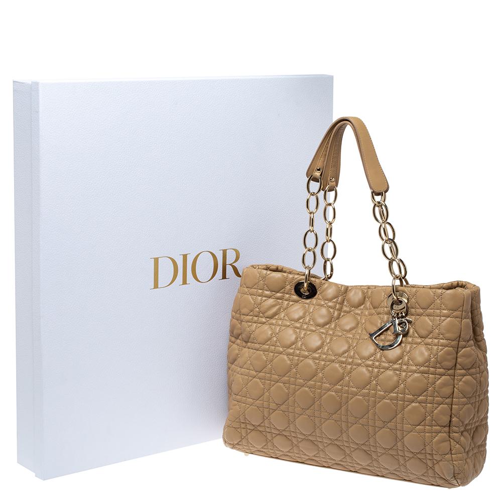 Dior Beige Cannage Quilted Leather Large Soft Shopping Tote 7