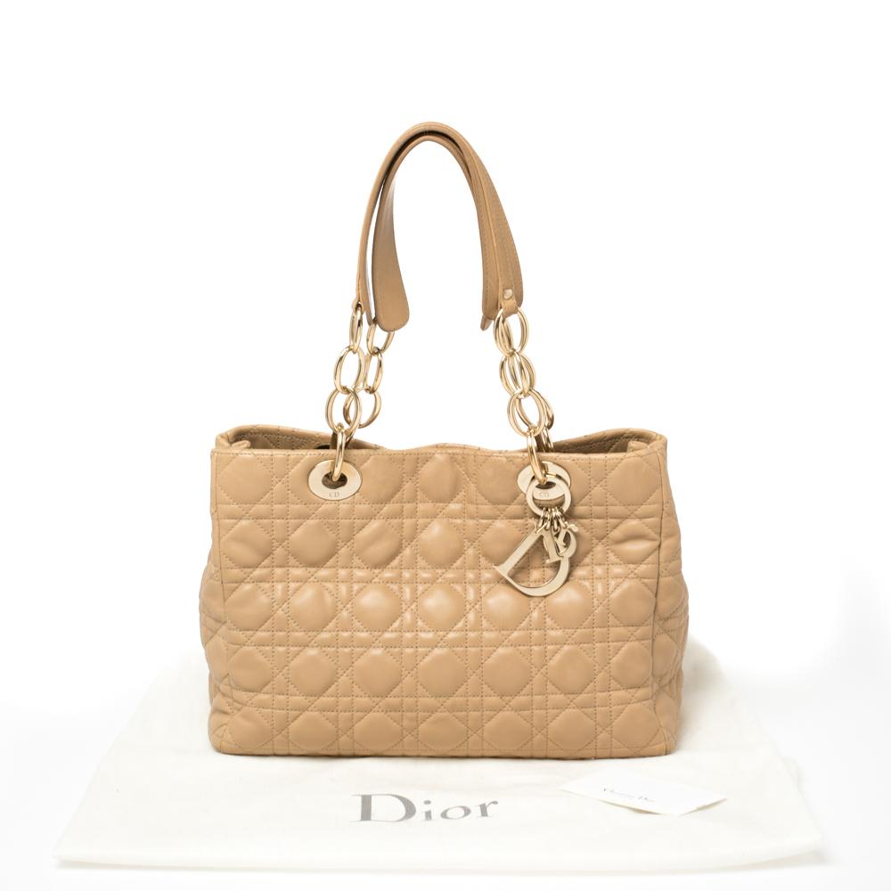 Dior Beige Cannage Quilted Leather Small Dior Soft Shopping Tote 8