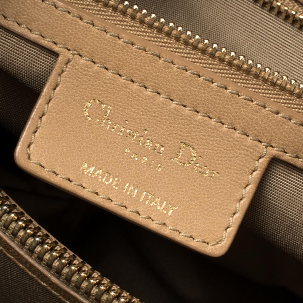Dior Beige Cannage Quilted Leather Small Dior Soft Shopping Tote 3