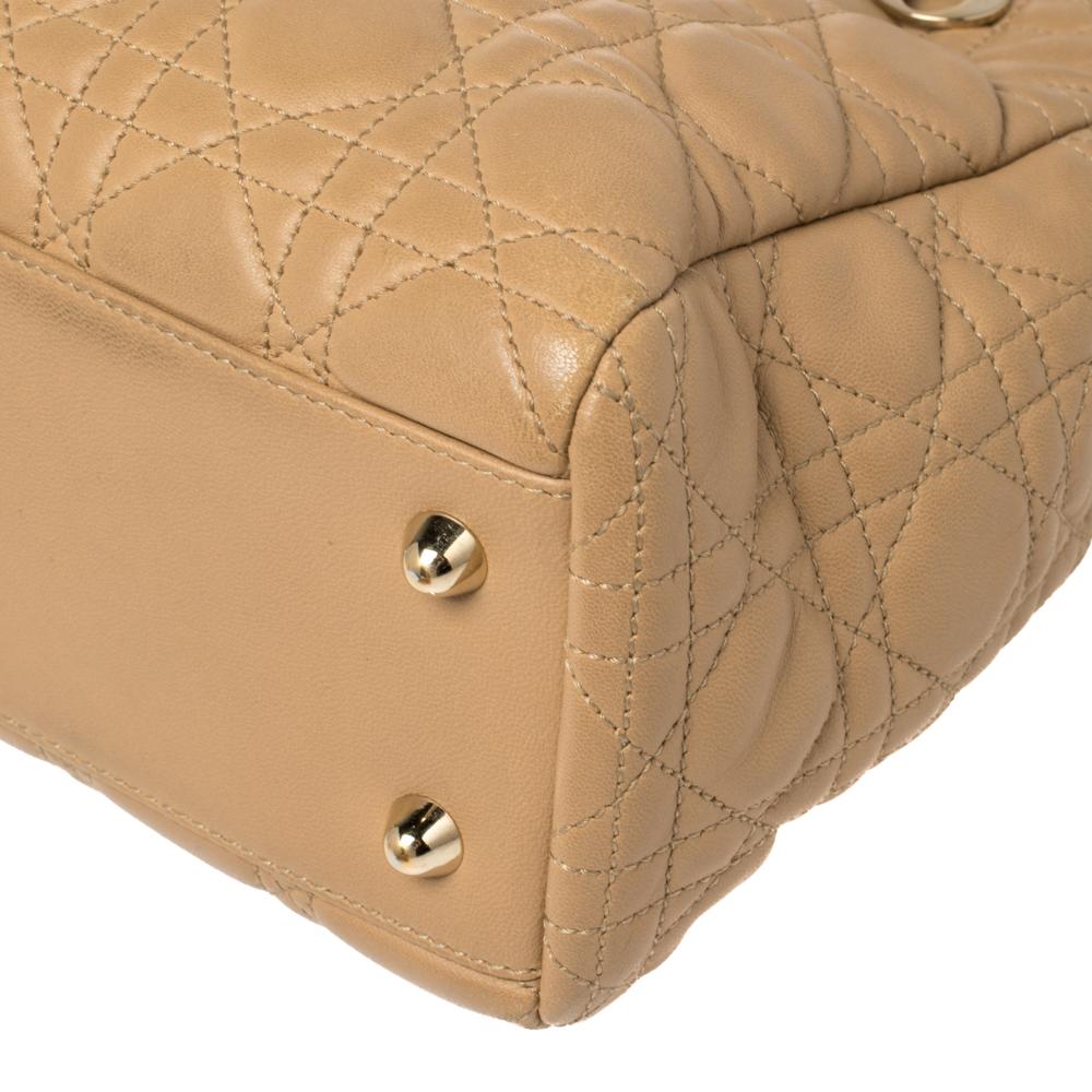 Dior Beige Cannage Quilted Leather Small Dior Soft Shopping Tote 4