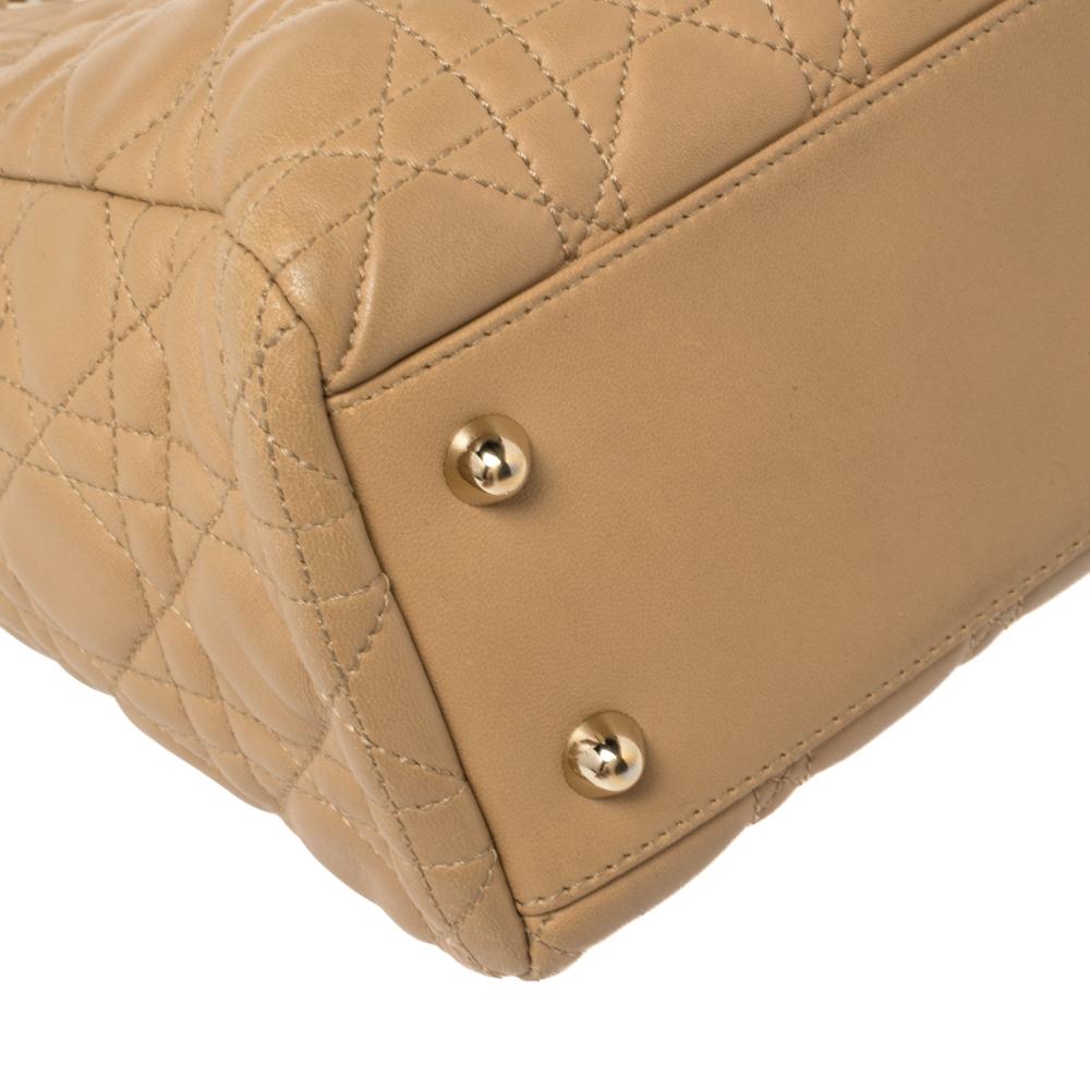 Dior Beige Cannage Quilted Leather Small Dior Soft Shopping Tote 5