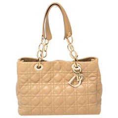 Dior Beige Cannage Quilted Leather Small Dior Soft Shopping Tote