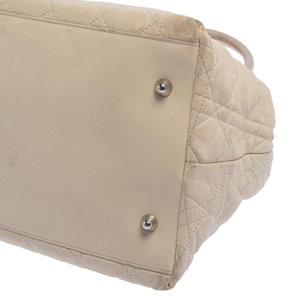 Dior Beige Cannage Quilted Leather Soft Lady Dior Tote 6