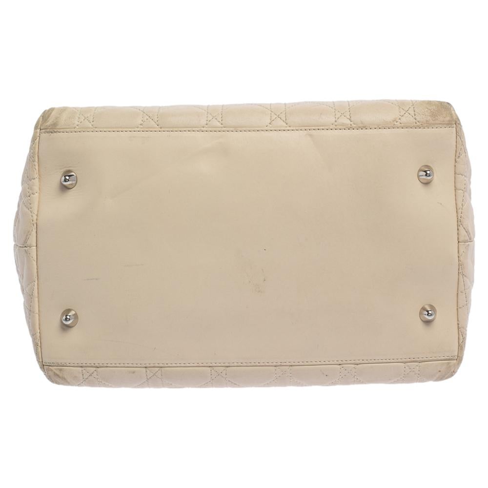 Dior Beige Cannage Quilted Leather Soft Lady Dior Tote 1