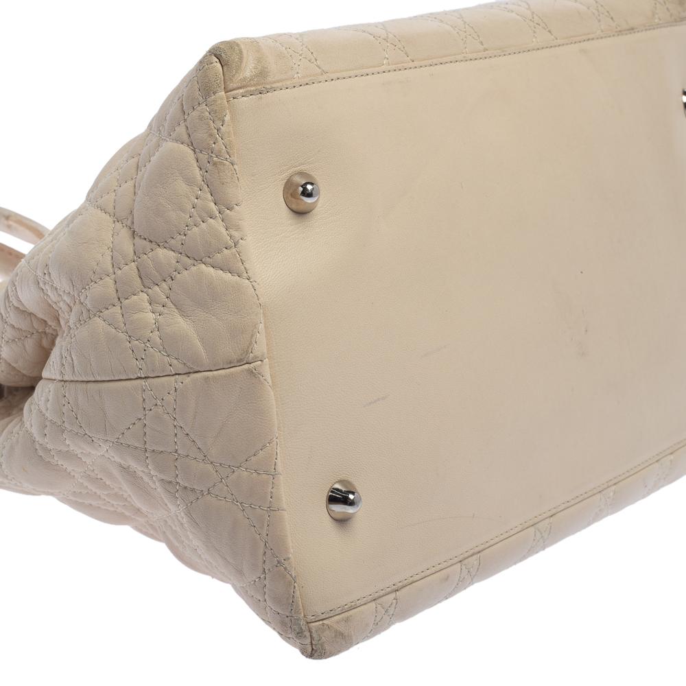 Dior Beige Cannage Quilted Leather Soft Lady Dior Tote 2