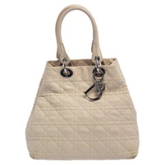 Dior Beige Cannage Quilted Leather Soft Lady Dior Tote