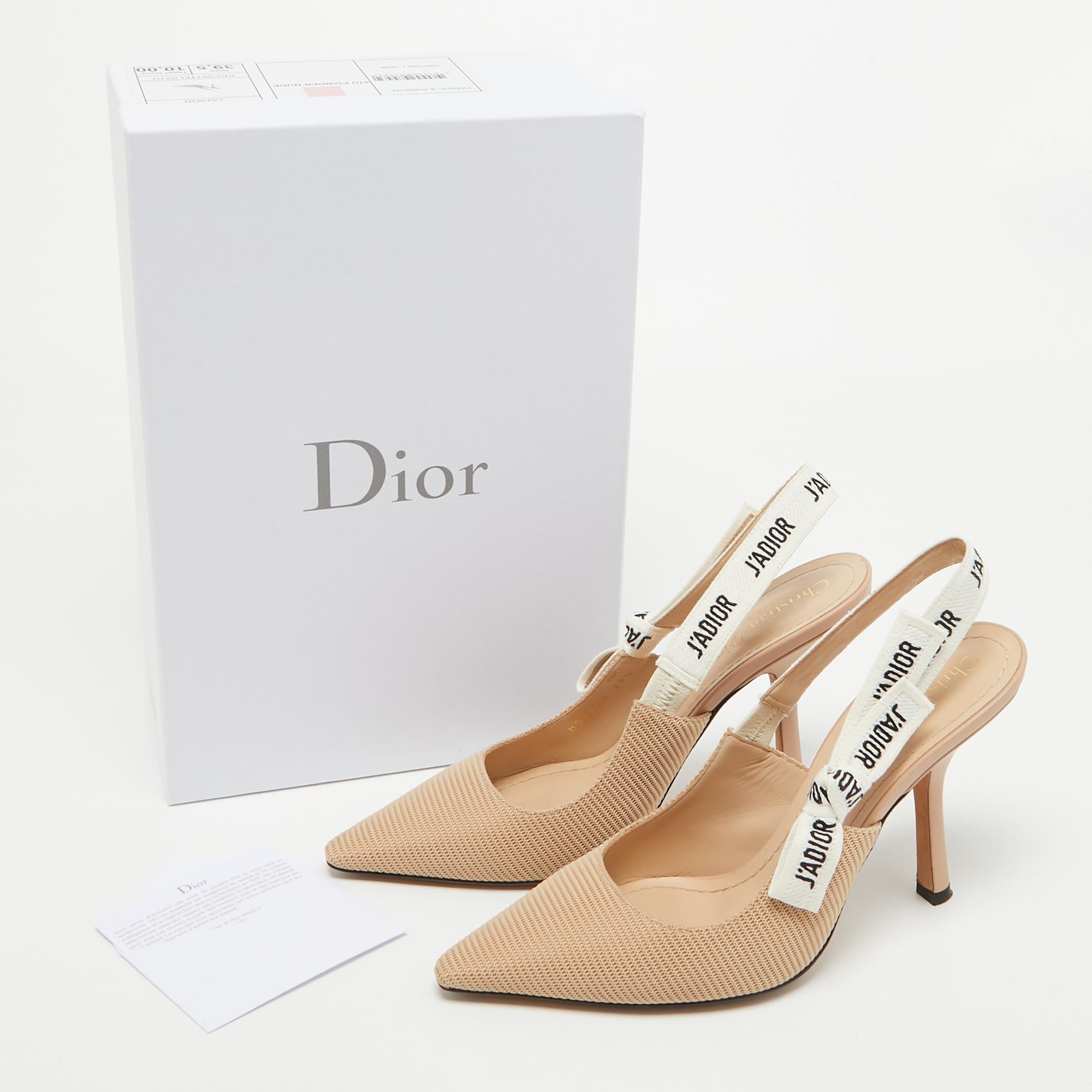 Dior Beige Canvas J'adior Slingback Pumps Size 39.5 4
