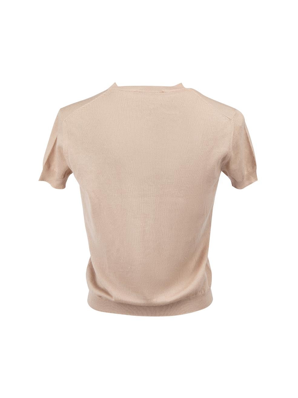 Dior Beige Cashmere Embroidered Knit Top Size XS In Good Condition For Sale In London, GB