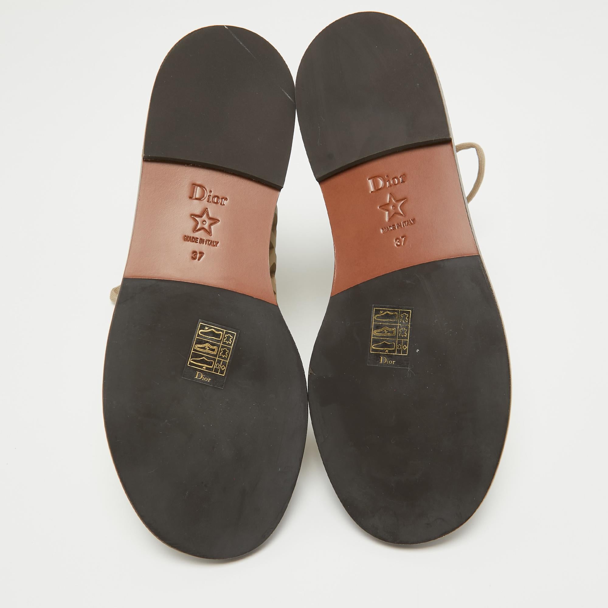 Dior Beige Cutout Leather D-Trap Gladiator Sandals Size 37 3