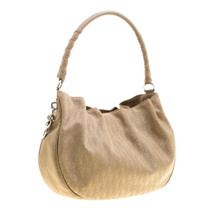 Women's Dior Beige Diorissimo Canvas and Leather Lovely Hobo