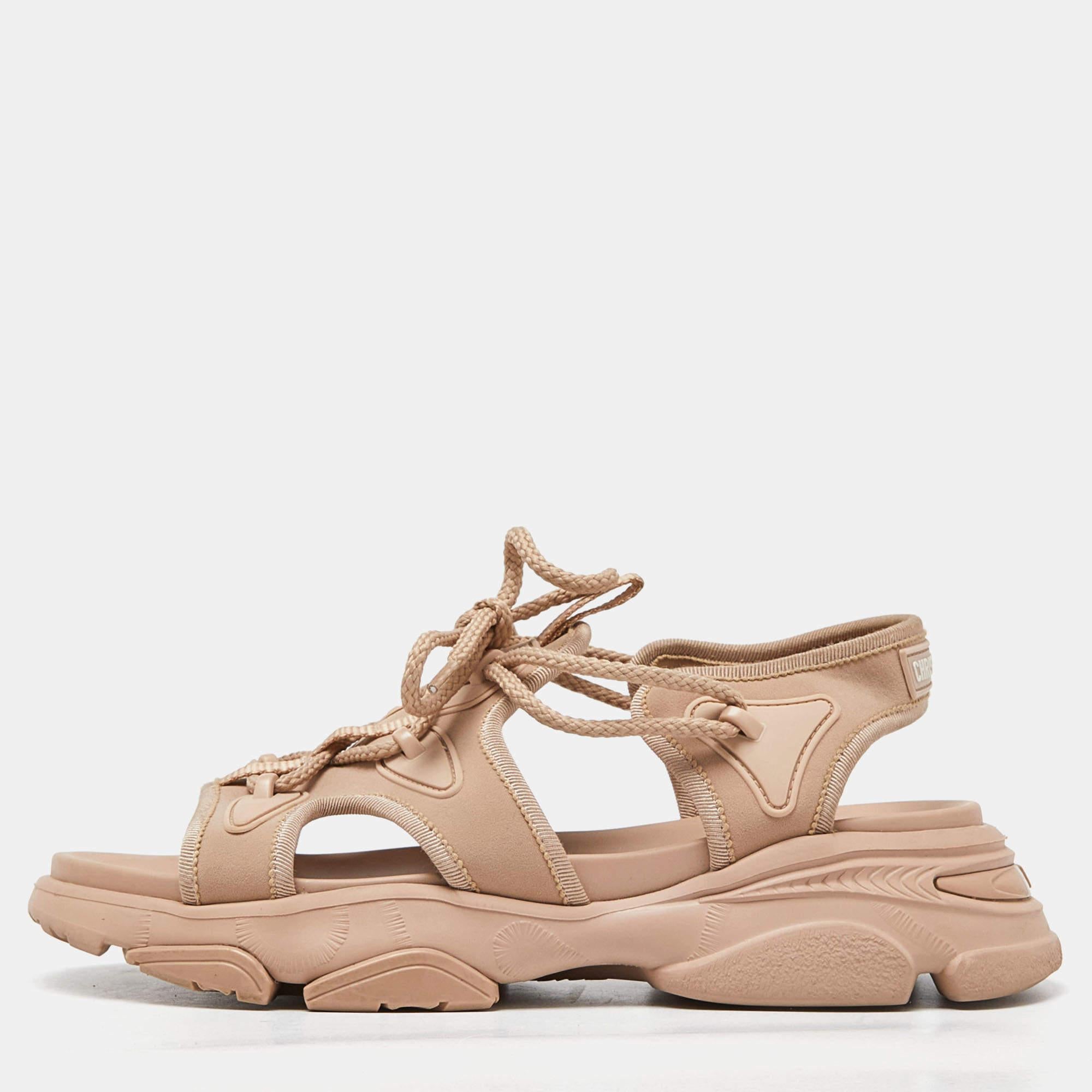 Dior Beige Fabric D-Connect Flat Sandals Size 38.5 For Sale 5