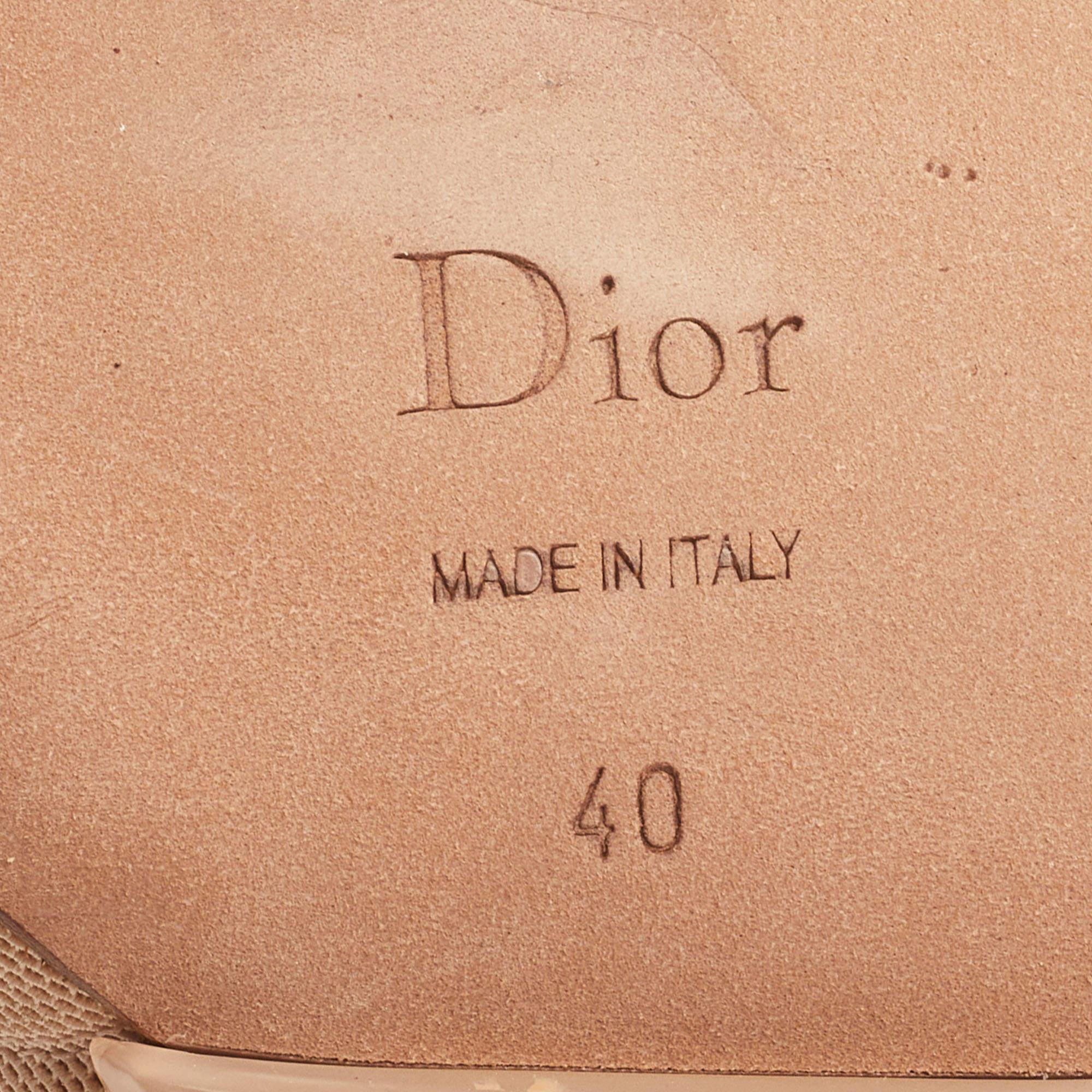 Dior Beige Fabric Etoile Wedge Sandals Size 40 2