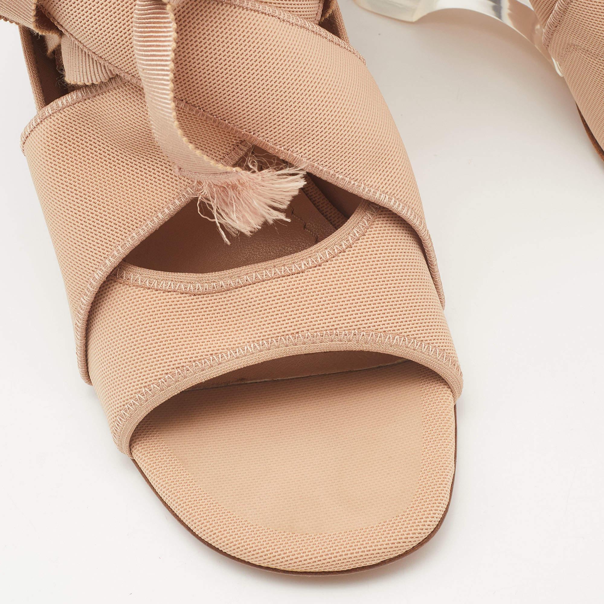 Dior Beige Fabric Etoile Wedge Sandals Size 40 3