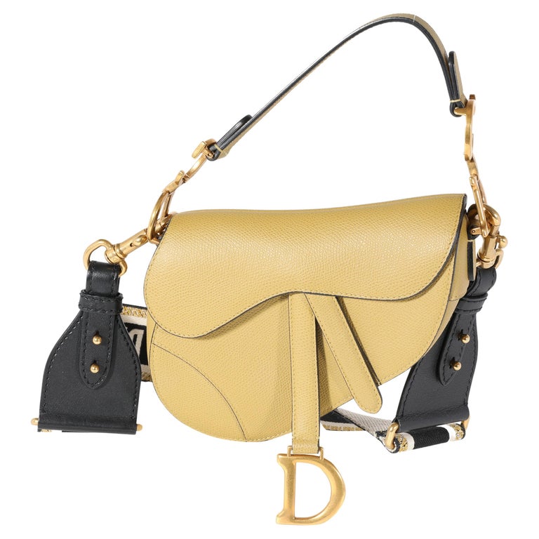 Dior Beige Grained Leather Mini Saddle with Bandoulière Strap For Sale at  1stDibs