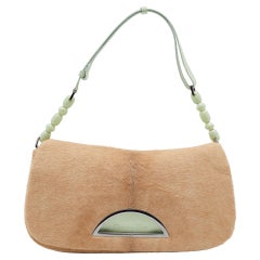 Dior Beige/Green Calfhair and Patent Leather Malice Shoulder Bag