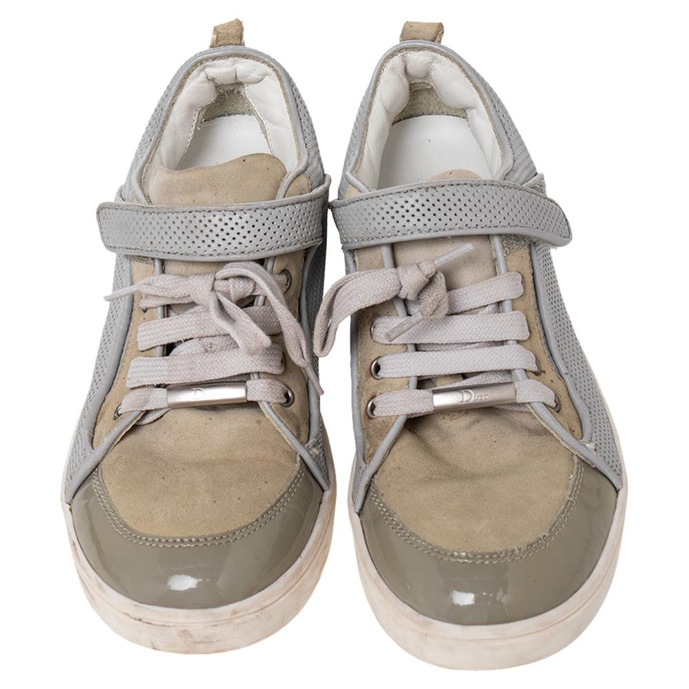 Built to last and add style to any outfit, these mesh, suede, and patent leather sneakers are ideal for everyday use. The sneakers by Dior feature lace-ups, velcro straps, and sturdy rubber soles that lend all-day comfort.

